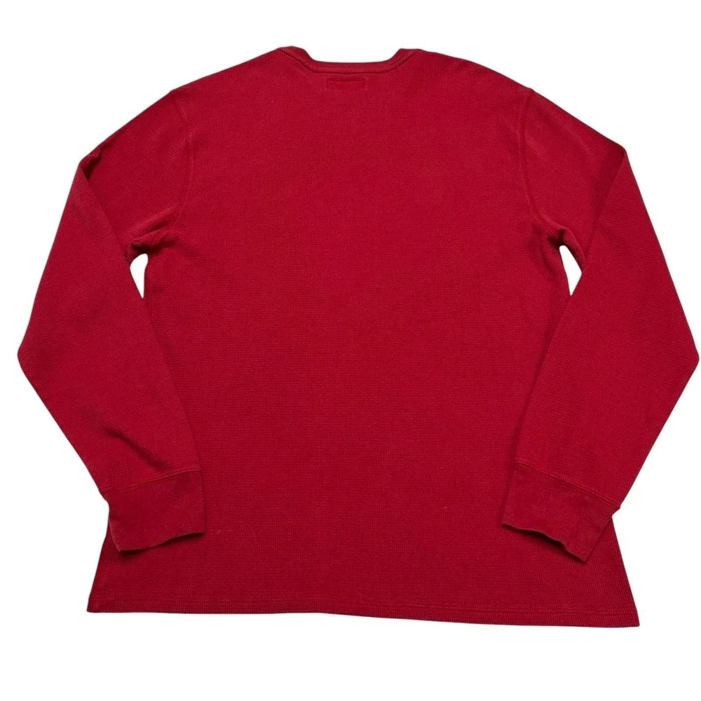 Polo Ralph Lauren Shirt Mens L Red Thermal Waffle‎ Knit Crewneck Long Sleeve